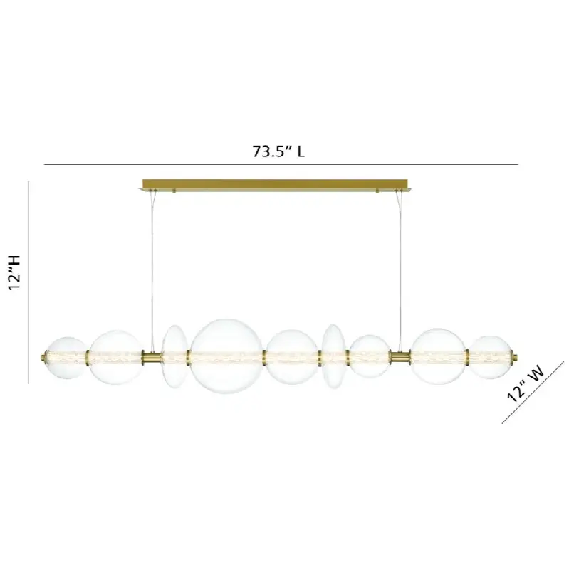 Atomo, Chandelier, 9-Light, 74", Gold, Clear Glass