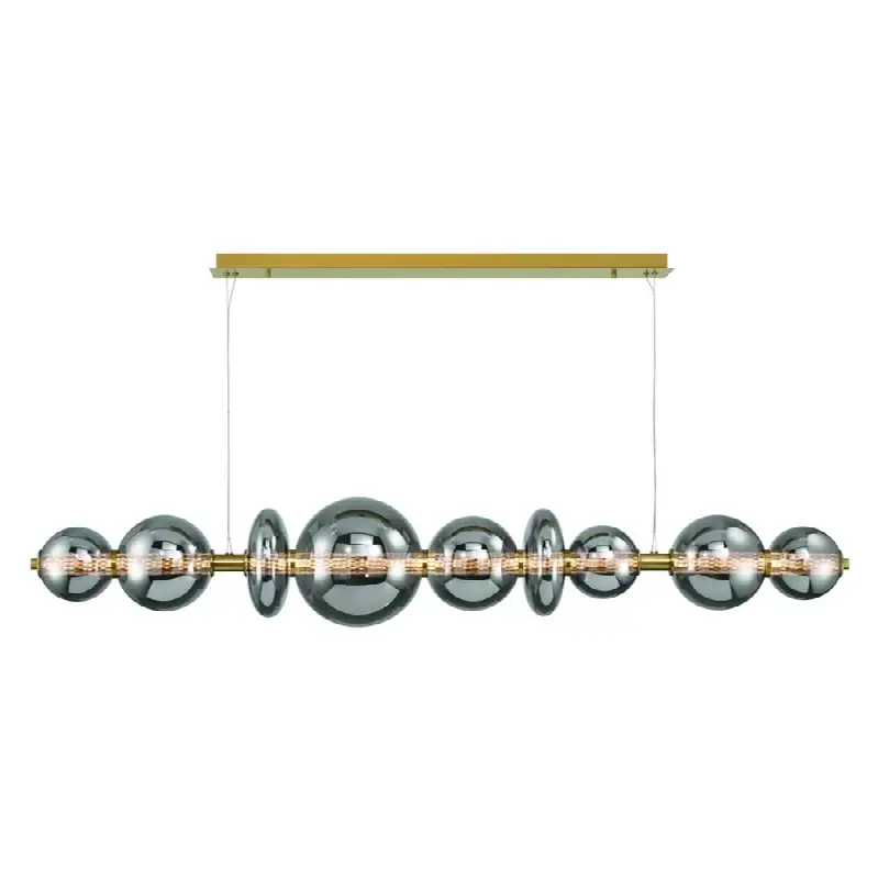 Atomo, Chandelier, 9-Light, 74", Gold, Smoked Glass