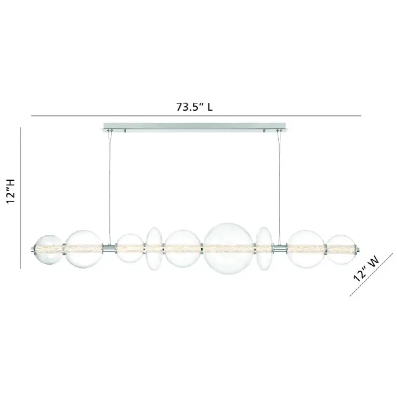 Atomo, Chandelier, 9-Light, 74", Chrome, Clear Glass