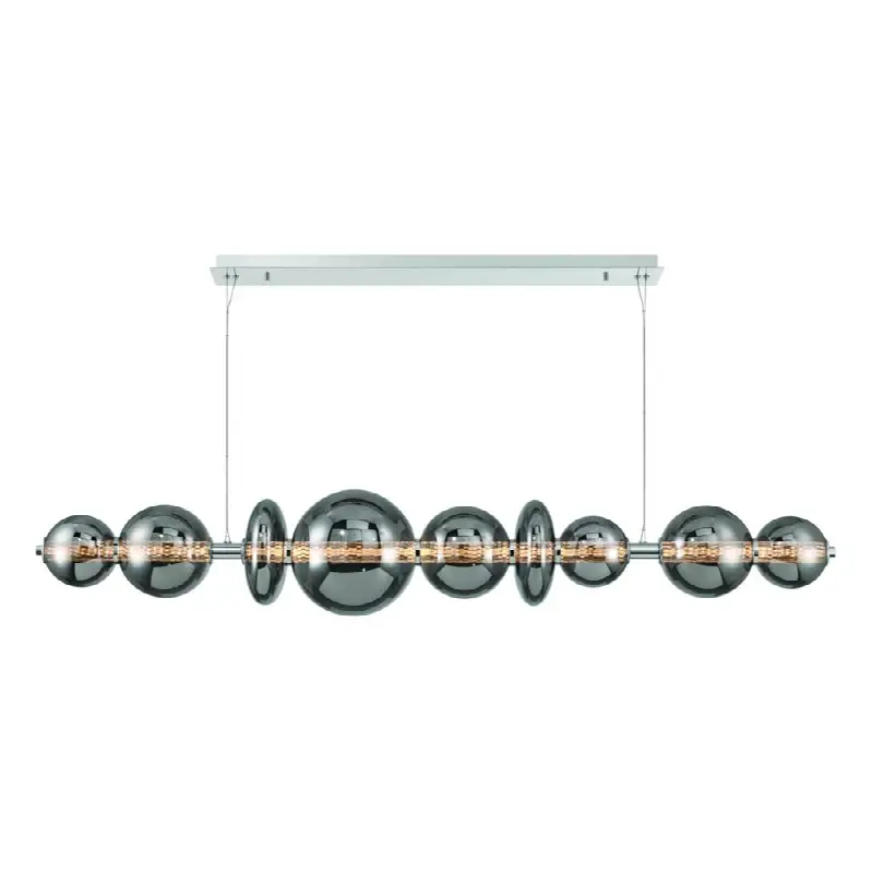 Atomo, Chandelier, 9-Light, 74", Chrome, Smoked Glass