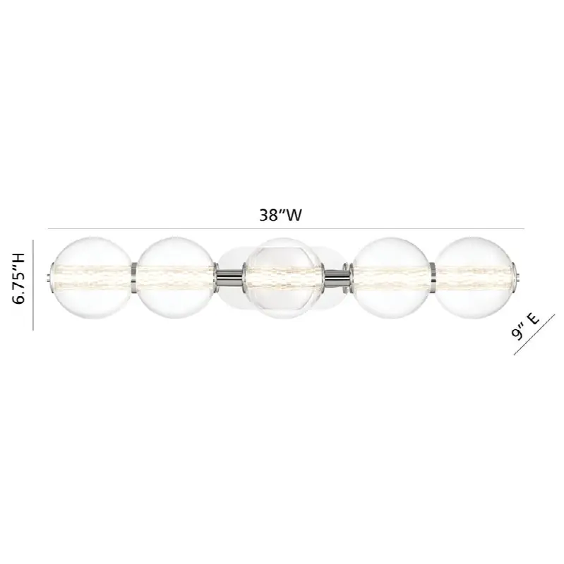 Atomo, Vanity, 5Lt, 38", Chrome, Clear Glass
