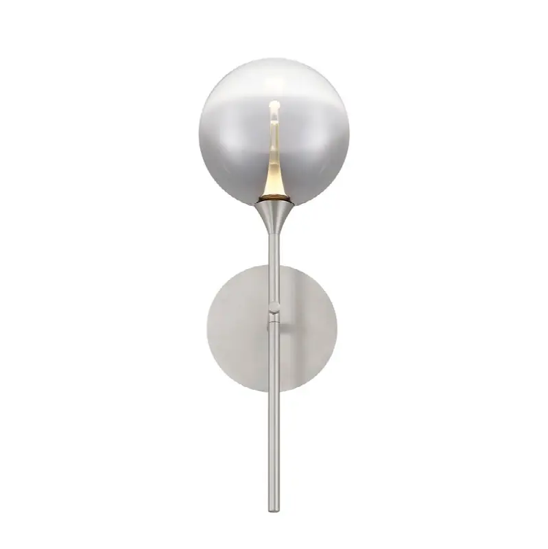 Iissa, Wall Sconce, 19", Satin Nickel, Smoked Glass