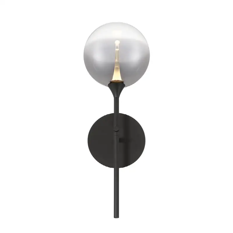 Iissa, Wall Sconce, 19", Matte Black, Smoked Glass