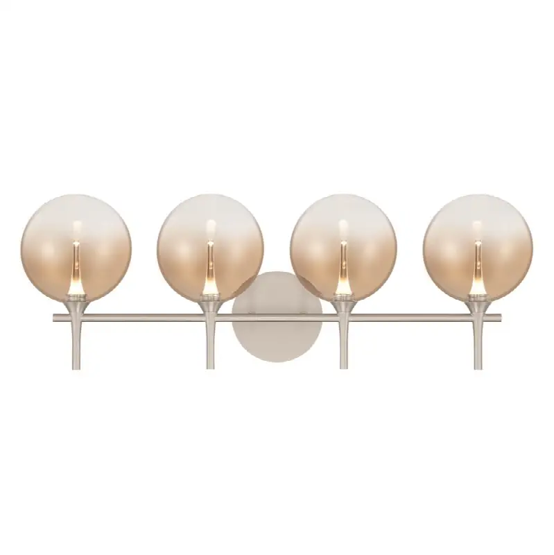 Iissa, Vanity, 4Lt, Satin Nickel, Amber Glass