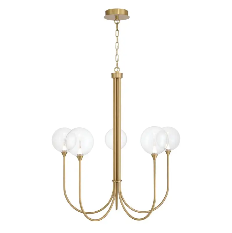 Iissa, Chandelier, 5-Light, 34", Gold, Clear Glass