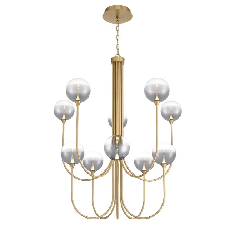 Iissa, Chandelier, 10-Light, 40", Gold, Smoked Glass
