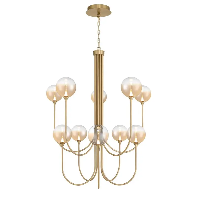 Iissa, Chandelier, 10-Light, 40", Gold, Amber Glass