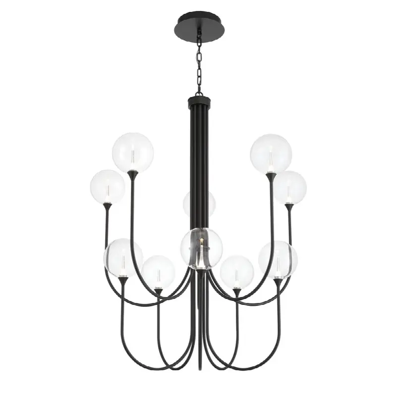Iissa, Chandelier, 10-Light, 40", Matte Black, Clear Glass
