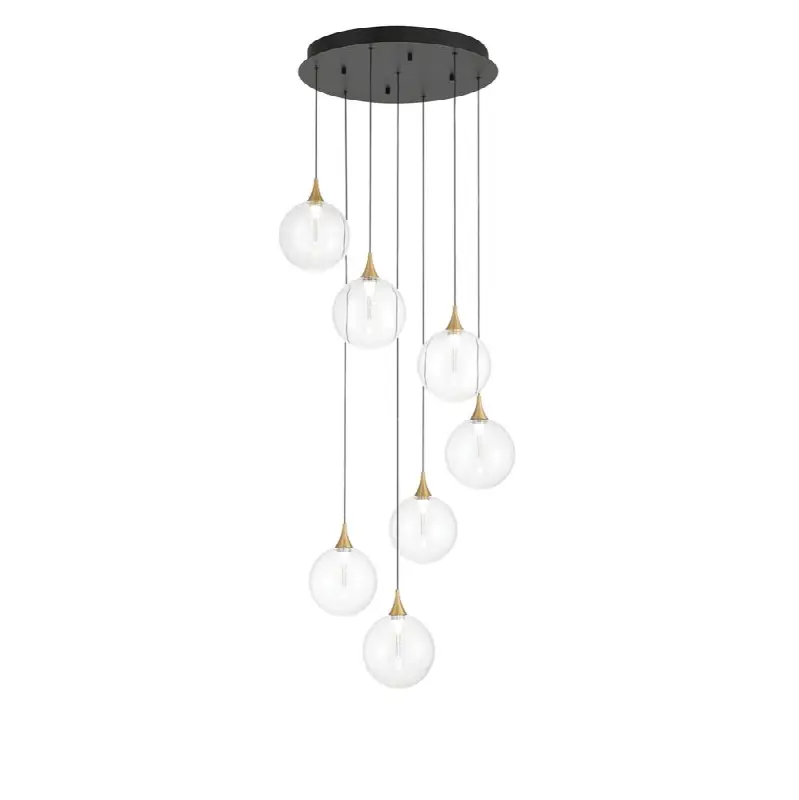 Iissa, Chandelier, 7-Light, 21", Gold, Clear Glass