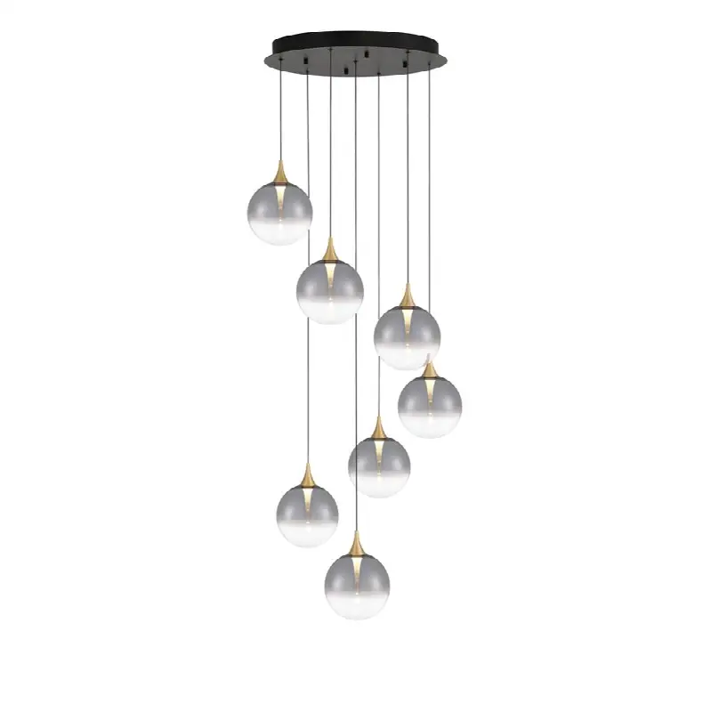 Iissa, Chandelier, 7-Light, 21", Gold, Smoked Glass