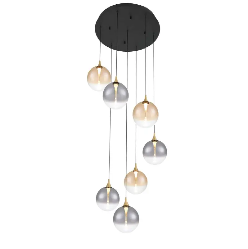 Iissa, Chandelier, 7-Light, 21", Gold, Mixed Glass