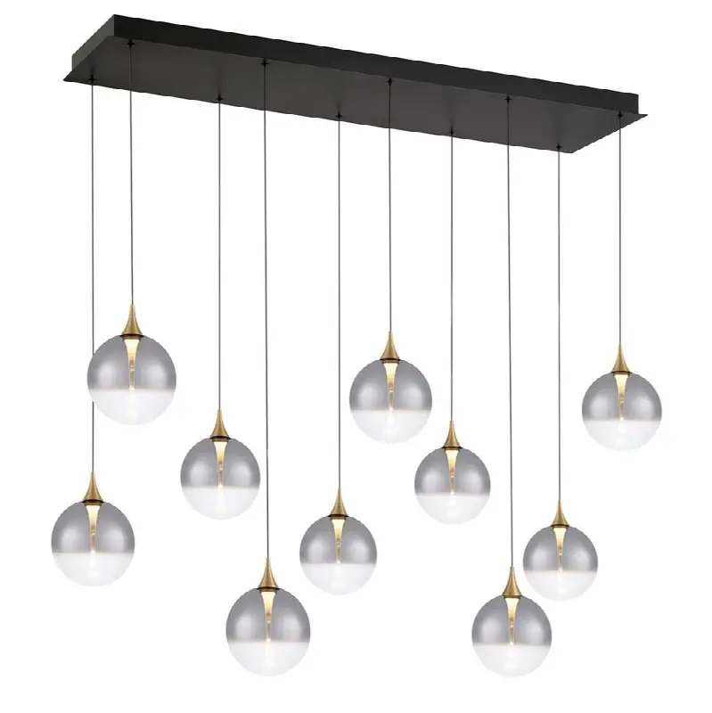 Iissa, Chandelier, 10-Light, 47", Gold, Smoked Glass