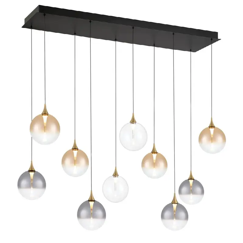 Iissa, Chandelier, 10-Light, 47", Gold, Mixed Glass