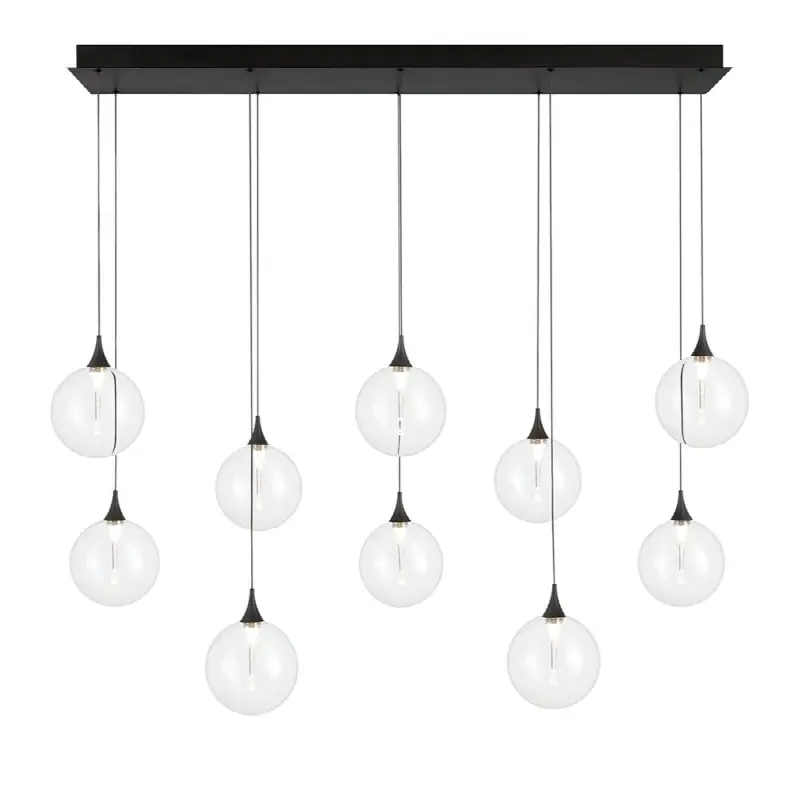 Iissa, Chandelier, 10-Light, 47", Matte Black, Clear Glass