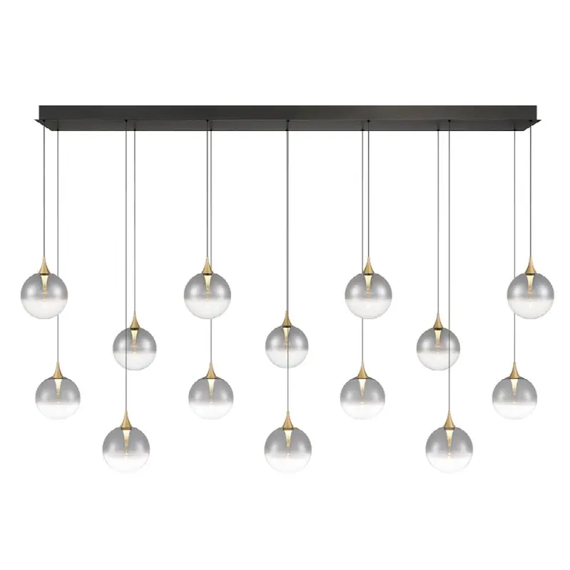 Iissa, Chandelier, 14-Light, 72", Gold, Smoked Glass