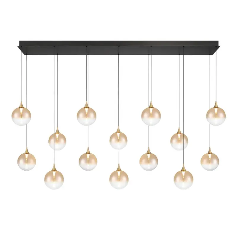Iissa, Chandelier, 14-Light, 72", Gold, Amber Glass
