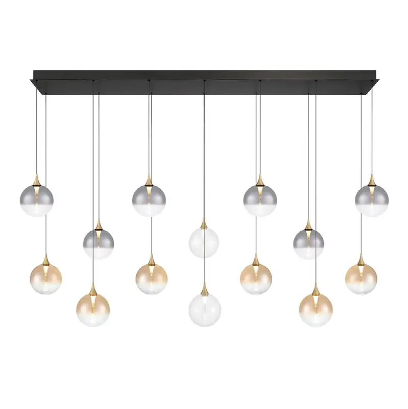 Iissa, Chandelier, 14-Light, 72", Gold, Mixed Glass