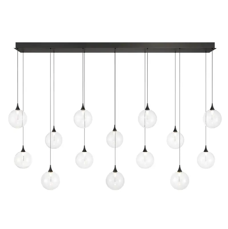Iissa, Chandelier, 14-Light, 72", Matte Black, Clear Glass