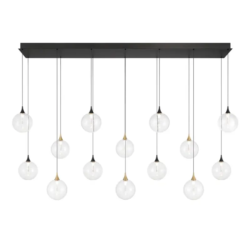 Iissa, Chandelier, 14-Light, 72", Gold-Black Mix, Clear Glass