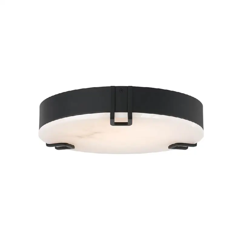 Noga, Flush Mount, 16", Matte Black, Alabaster