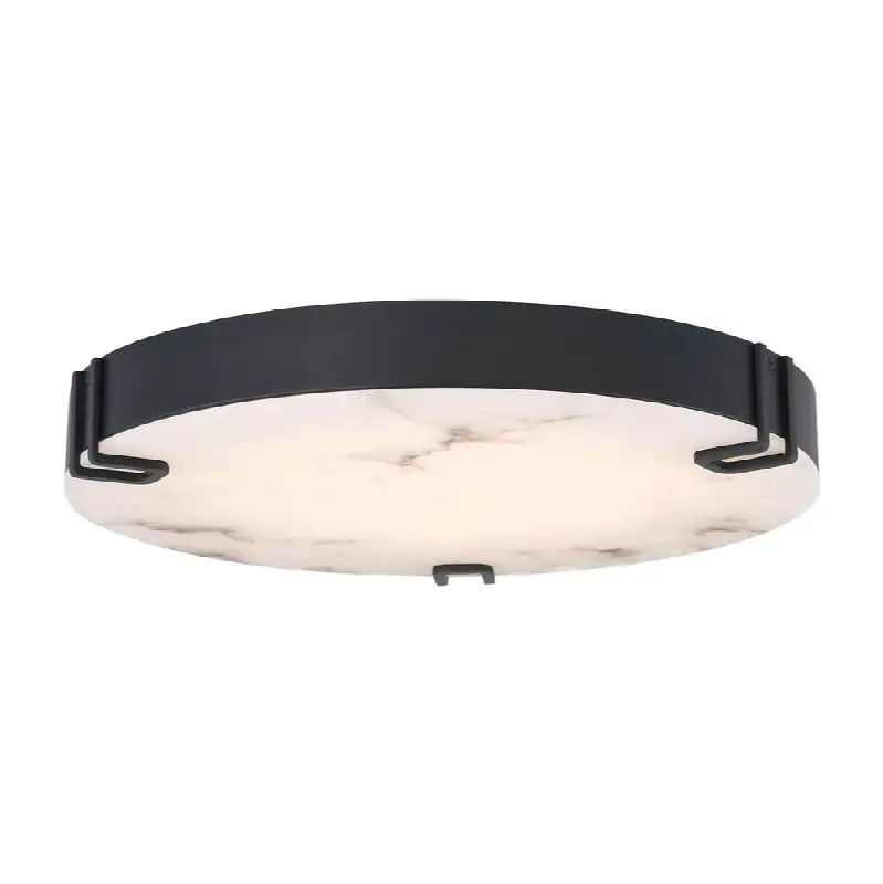 Noga, Flush Mount, 22", Matte Black, Alabaster