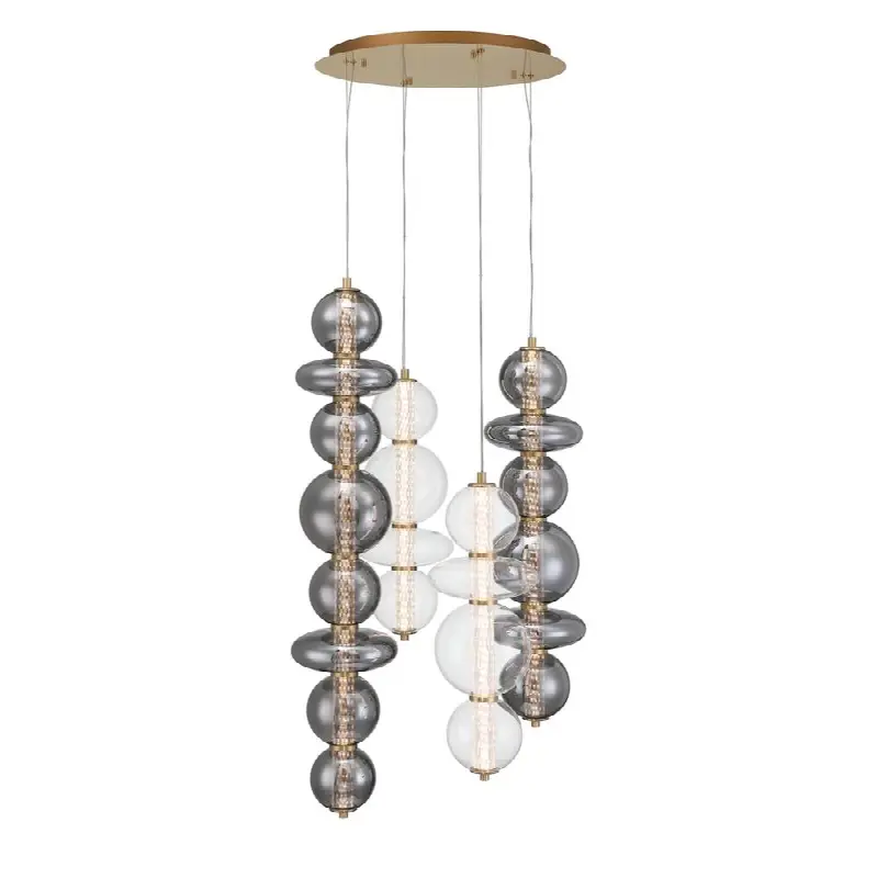 Atomo, Chandelier, 4-Light, 50", Gold, Mixed Glass
