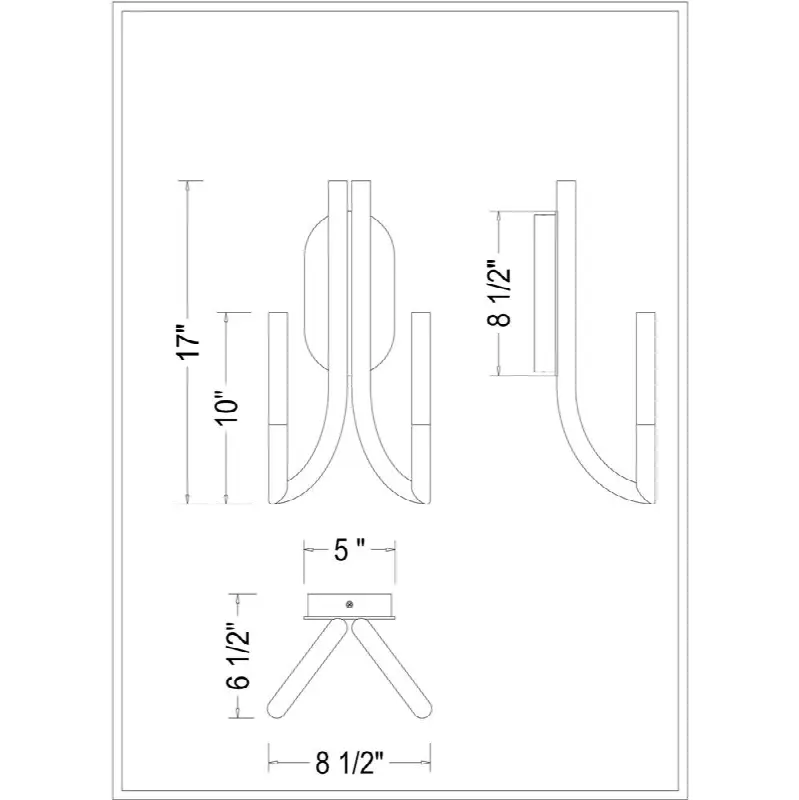 Olette, Wall Sconce, 2-Light, 17", Matte Black, Frosted Acrylic