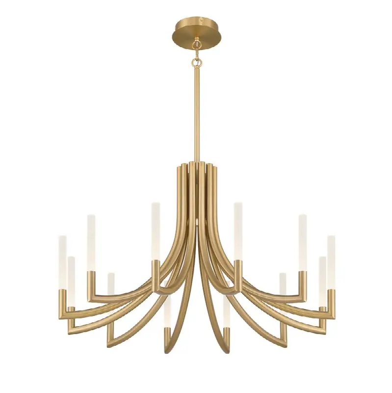 Olette, Chandelier, 12-Light, 36", Gold, Frosted Acrylic