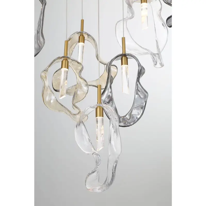 Norah, Chandelier, 26-Light, 39", Gold, Mixed Glass