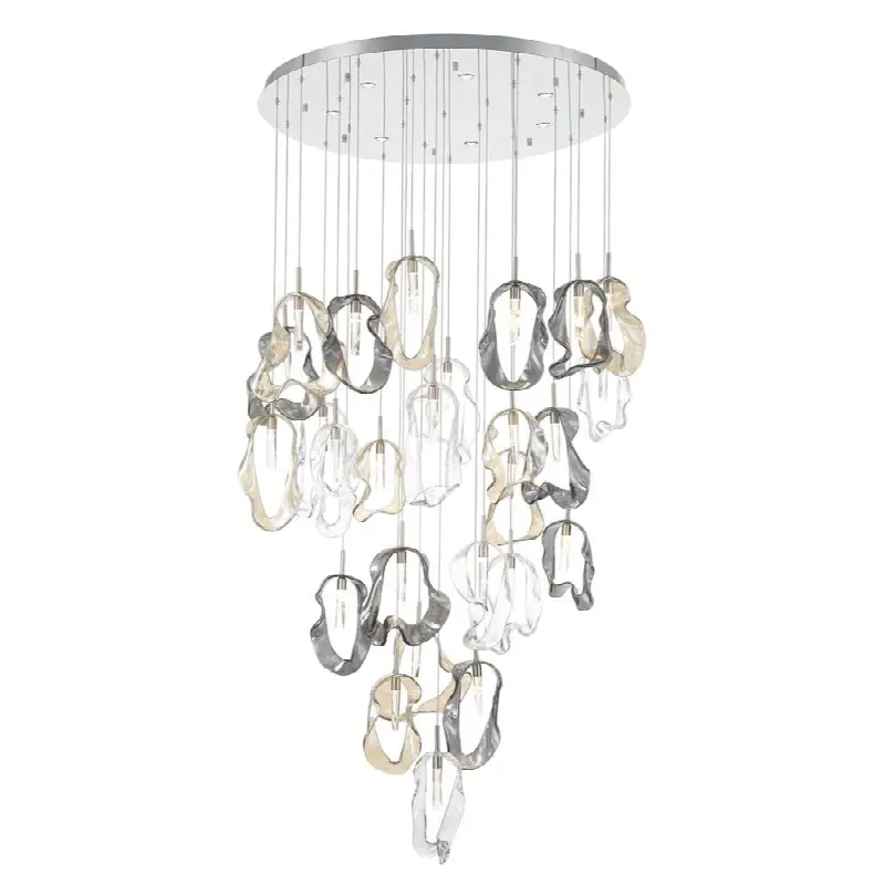 Norah, Chandelier, 26-Light, 39", Polished Nickel, Mixed Glass