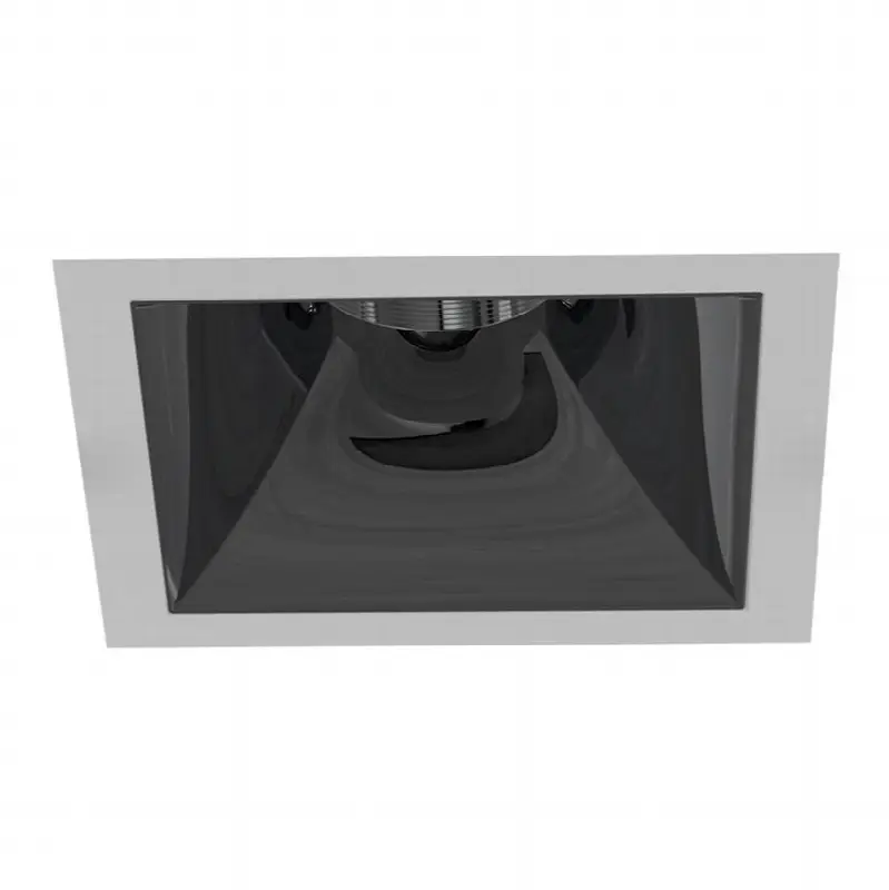 Oscar Small 15W Square White Trim Dark Chrome Baffle Wide 3000K Clear Lens