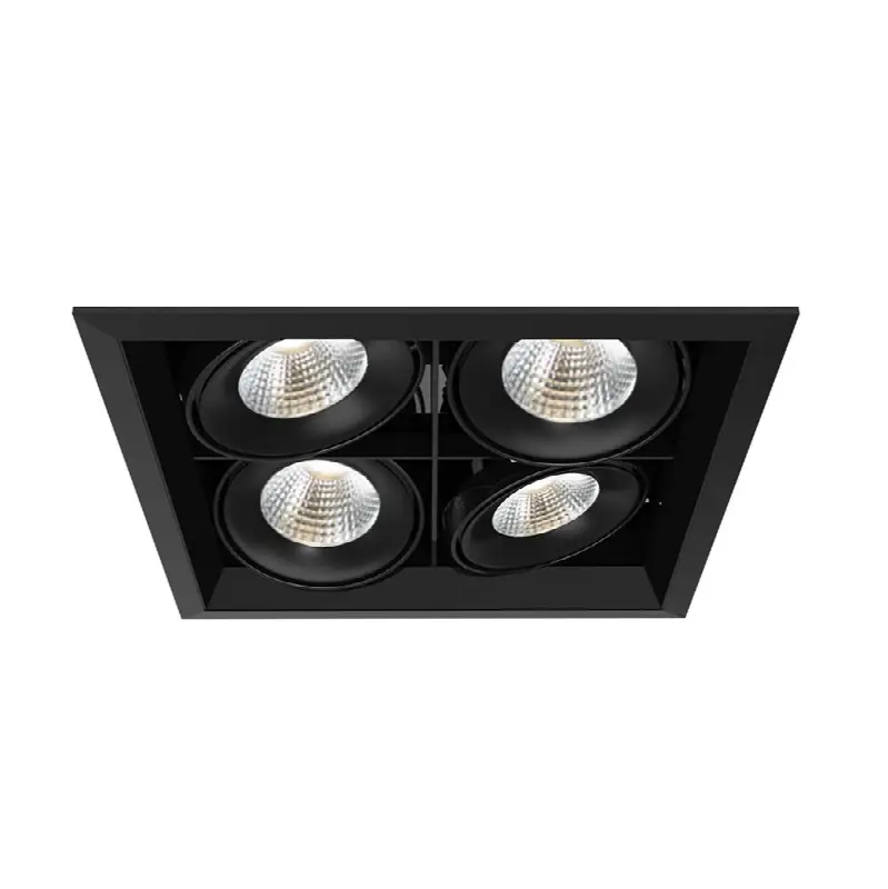 Multiple 26W 4 Lights Square Trim 20 Degree Gimbal 3000K Black/Black