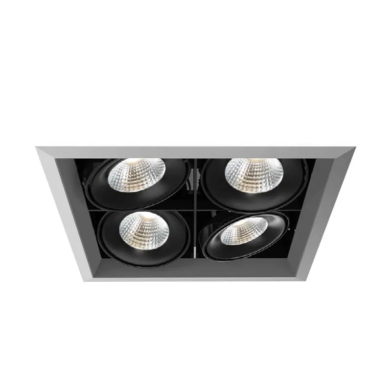 Multiple 26W 4 Lights Square Trim 20 Degree Gimbal 3500K Platinum/Black