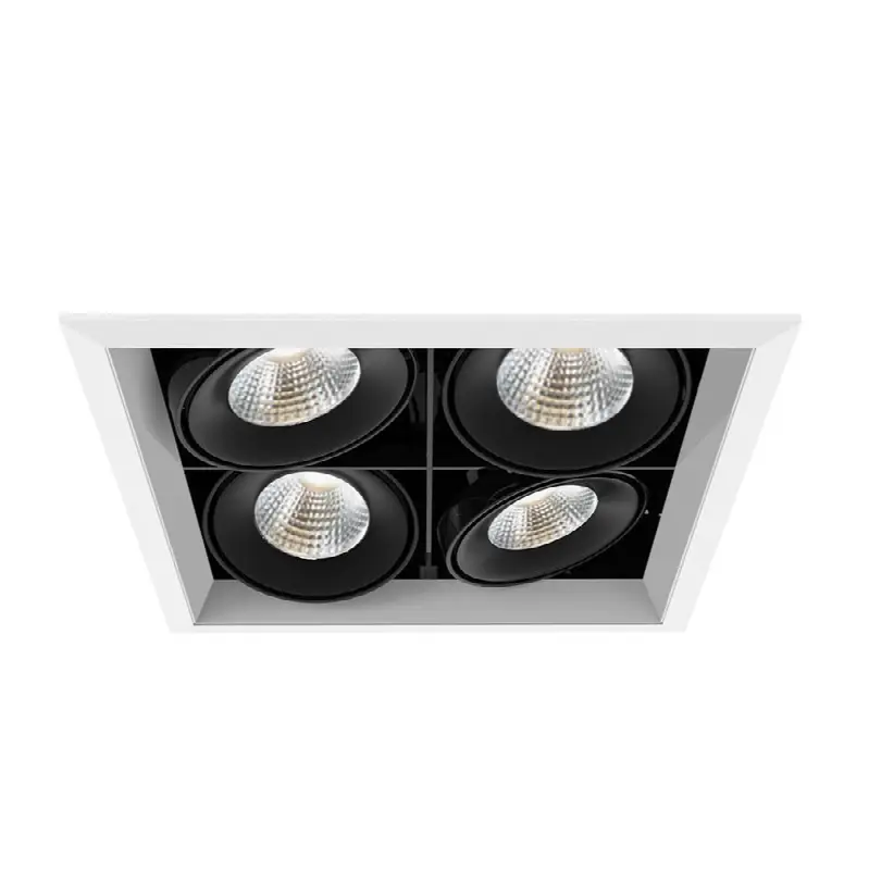 Multiple 26W 4 Lights Square Trim 20 Degree Gimbal 4000K White/Black