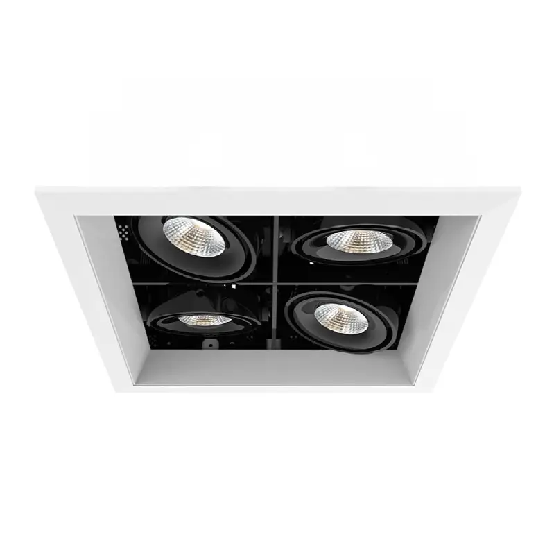 Multiple 15W 4 Lights Square Trim 20 Degree Gimbal 3000K White/Black