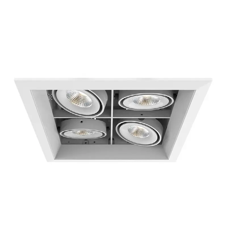 Multiple 15W 4 Lights Square Trim 20 Degree Gimbal 3000K White/White