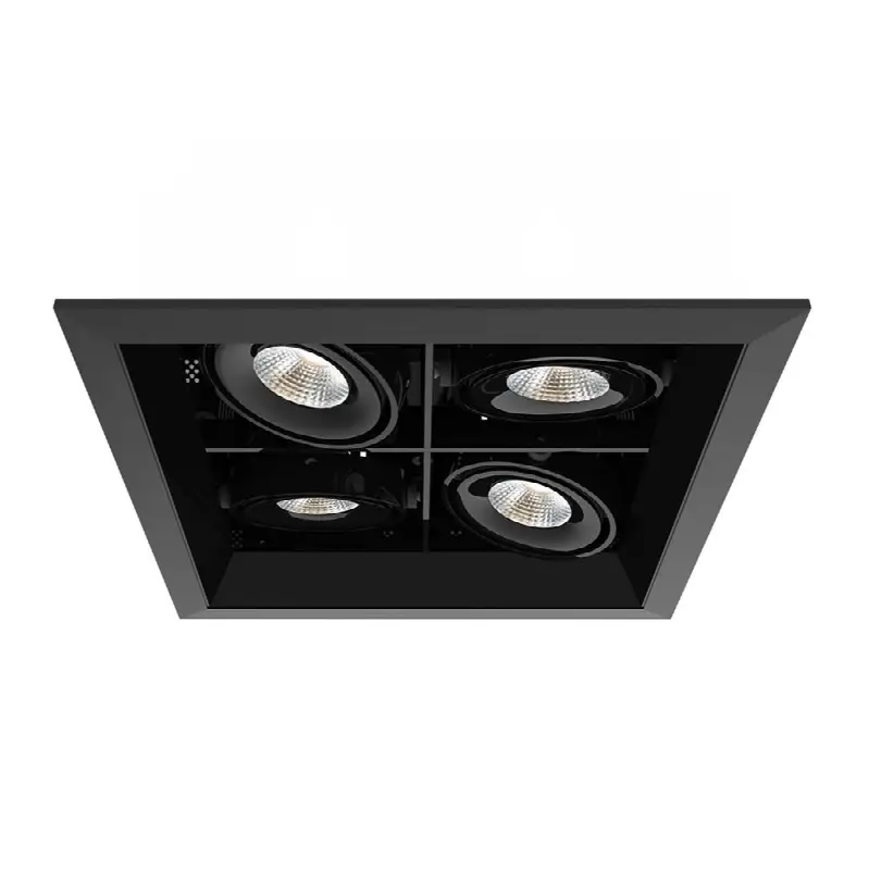 Multiple 15W 4 Lights Square Trim 40 Degree Gimbal 4000K Black/Black
