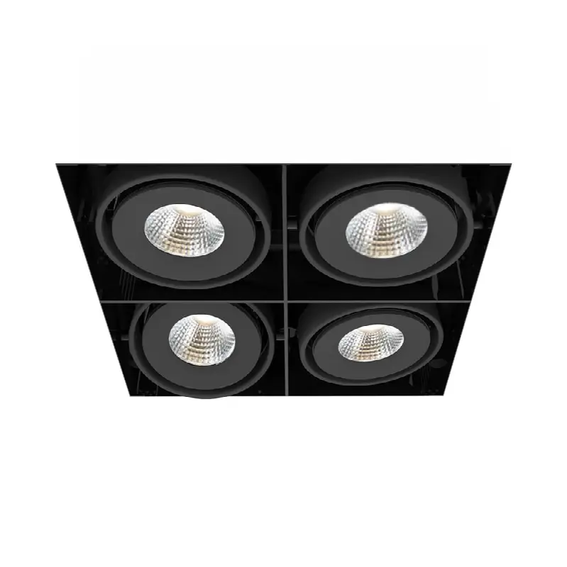 Multiple 15W 4 Lights Square Trimless 40 Degree Gimbal 3000K Black