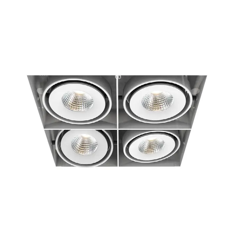 Multiple 15W 4 Lights Square Trimless 20 Degree Gimbal 3500K White