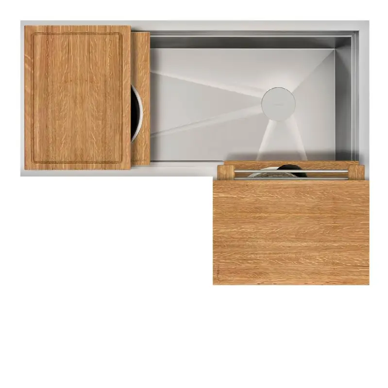 Ideal Corner Workstation 3X4C with Five Tool Culinary Kit in Quartered White Oak