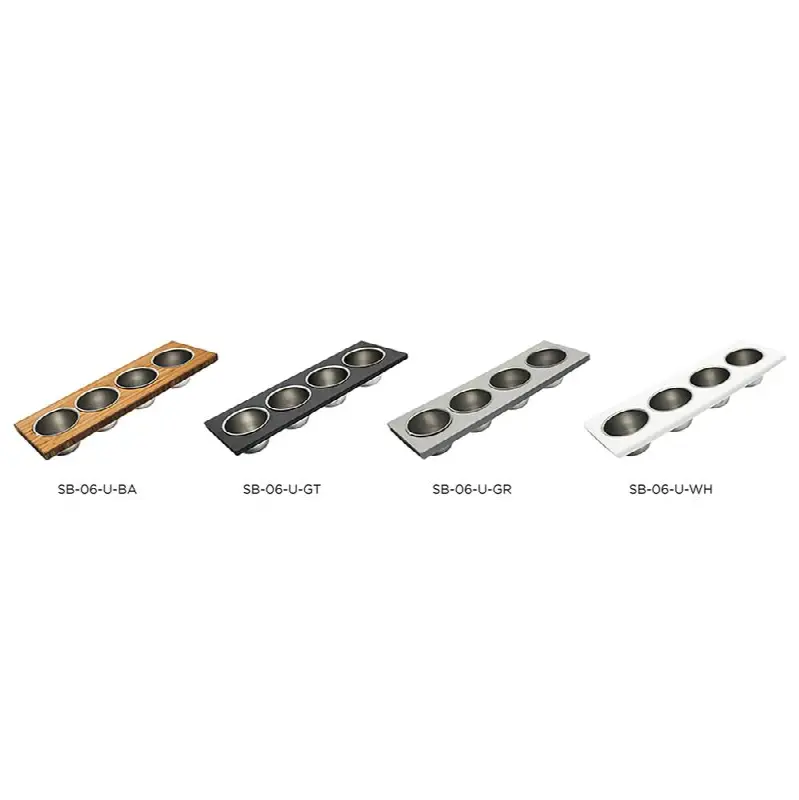 Upper Tier Garnish Board 6" x 18" with Four Stainless Steel Bowls 4"
