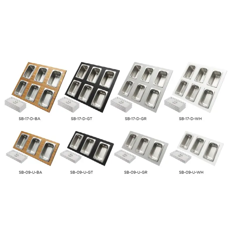 Upper Tier Condiment Serving Board 9" x 18" with Three Stainless Steel Containers and Lids