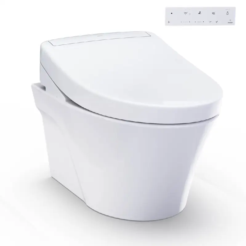 WASHLET®+ AP Wall-Hung Elongated Toilet and WASHLET S5 and DuoFit® In-Wall 0.9 and 1.28 GPF Dual-Flush Tank System, Matte Silver
