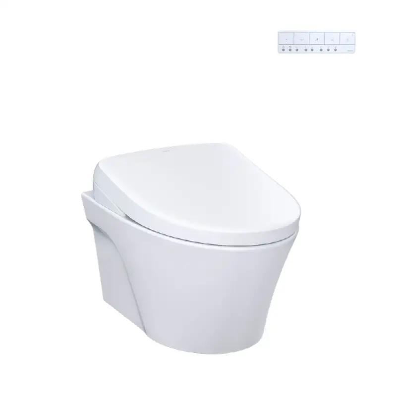 WASHLET®+ AP Wall-Hung Elongated Toilet with S7A Contemporary Bidet Seat and DuoFit® In-Wall 0.9 and 1.28 GPF Auto Dual-Flush Tank System, Matte Silver