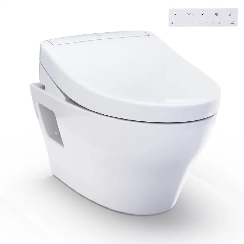 WASHLET®+ EP Wall-Hung Elongated Toilet and WASHLET S5 Bidet Seat and DuoFit® In-Wall 0.9 and 1.28 GPF Dual-Flush Tank System, Matte Silver