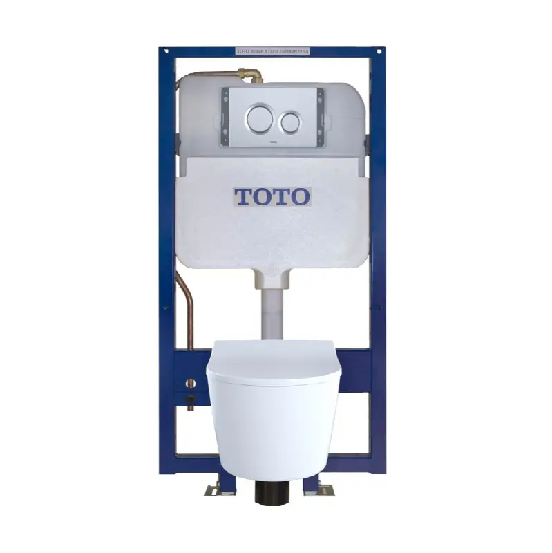 RP Wall-Hung D-Shape Toilet and DuoFit® In-Wall 1.28 and 0.9 GPF Dual-Flush Tank System with Copper Supply