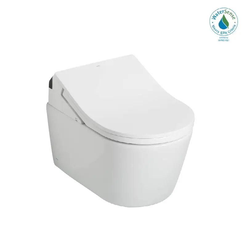 WASHLET®+ RP Wall-Hung D-Shape Toilet with RX Bidet Seat and DuoFit® In-Wall 1.28 and 0.9 GPF Dual-Flush Tank System, Matte Silver
