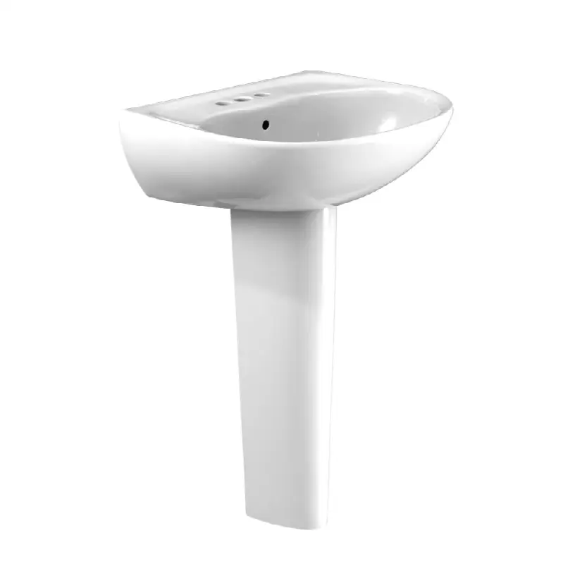 Supreme® Oval Basin Pedestal Bathroom Sink with CEFIONTECT for 4 Inch Center Faucets, Cotton White