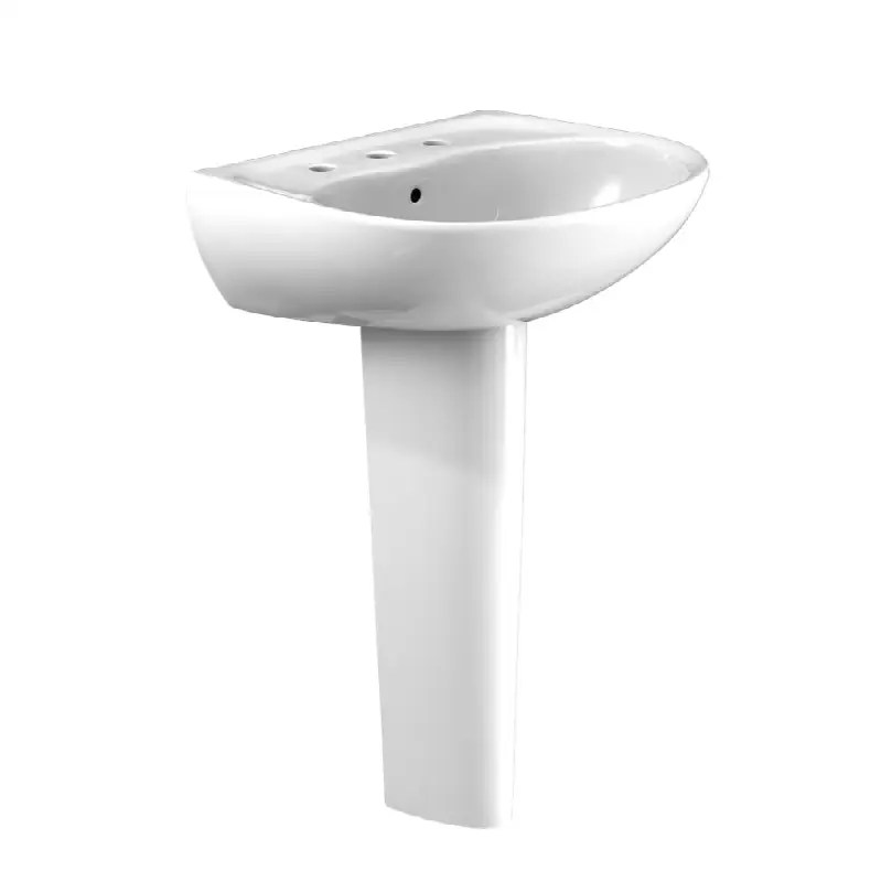 Supreme® Oval Basin Pedestal Bathroom Sink with CEFIONTECT for 8 Inch Center Faucets, Cotton White