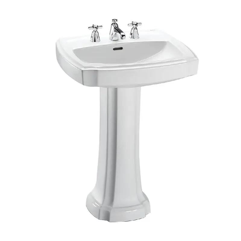 Toto® Guinevere® 24-3/8" X 19-7/8" Rectangular Pedestal Bathroom Sink For 8 Inch Center Faucets, Cotton White